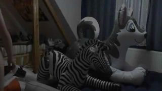 Twerking Inflatable zebra ride Pov Blow Job - 1
