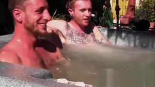 Mistress Inked ginger homo leaves jacuzzi to jack off dick with lover Blackz - 1